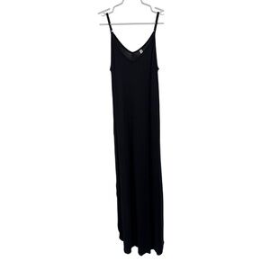 GRECERELLE Women's Black Maxi Dress pockets vacation layering lightweight M